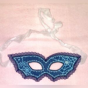 Elegant Blue and White Beads Lace Masquerade Mask